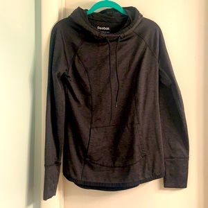 Reebok Hoodie Heather Black Athletic Cowl Neck Size Extra Small